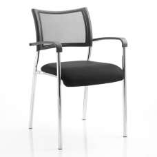 Brunswick Chrome Frame Office Visitor Chair In Black With Arms - UK