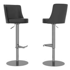 Brunswick Grey Faux Leather Bar Chairs In Pair - UK