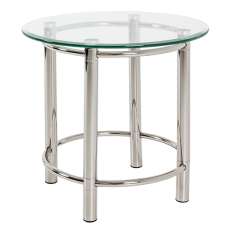 Buckeye Round Clear Glass Side Table With Chrome Legs - UK