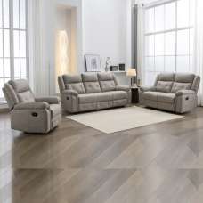 Budva Fabric Recliner Sofa Suite - Light Grey - UK