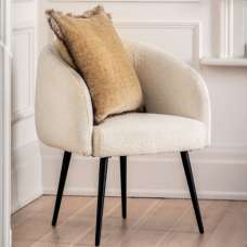 Bugaati Fabric Tub Chair With Black Legs In Off White - UK