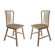 Burbank Oak Wood Dining Chairs In Pair - UK