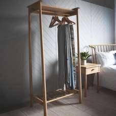 Burbank Oak Wood Open Wardrobe In Oak - UK