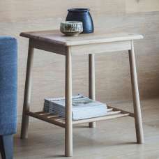 Burbank Oak Wood Side Table In Oak - UK
