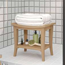 Burbank Wooden Bathroom Side Table In Teak - UK