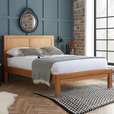 Burbank Wooden King Bed In Oak - UK