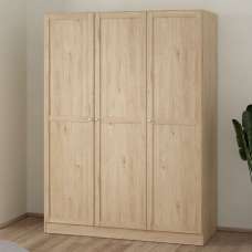 Burbank Wooden Wardrobe With 3 Doors In Hickory Oak - UK
