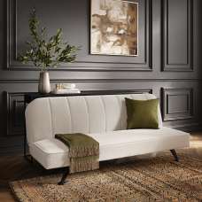 Burlington Fabric Sofa Bed With Black Legs In Ivory - UK