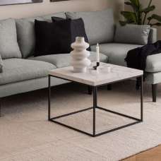 Burnaby Wooden Coffee Table Large In White Marble Effect - UK