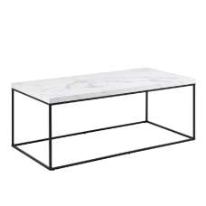 Burnaby Wooden Coffee Table Rectangular In White Marble Effect - UK