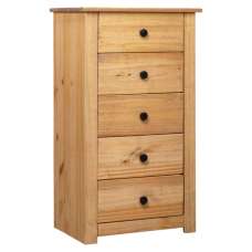 Bury Wooden Chest Of 5 Drawers Tall In Brown - UK