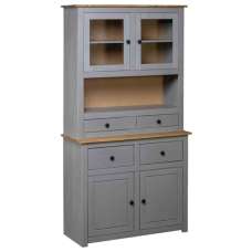 Bury Wooden Display Cabinet With 4 Doors In Grey And Brown - UK