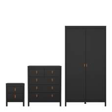 Butler Wooden Bedroom Set With 2 Doors Wardrobe In Black - UK