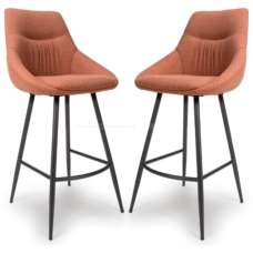 Buxton Brick Fabric Bar Chairs In Pair - UK