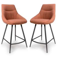 Buxton Brick Fabric Counter Bar Chairs In Pair - UK