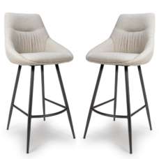 Buxton Natural Fabric Bar Chairs In Pair - UK