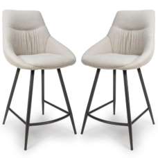 Buxton Natural Fabric Counter Bar Chairs In Pair - UK