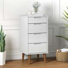 Byron Solid Pine Wood Chest Of 4 Drawers In White - UK