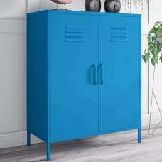 Cerritos Narrow Metal Storage Cabinet With 2 Doors In Blue - UK