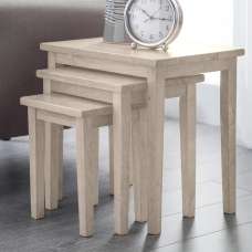 Cadee Wooden Square Nest Of 3 Tables - White Wash - UK