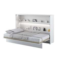 Cadillac Horizontal Wall High Gloss Small Double Bed In White - UK