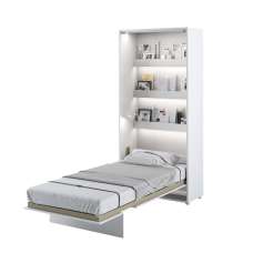 Cadillac Vertical Wall Wooden Single Bed In Matt White - UK
