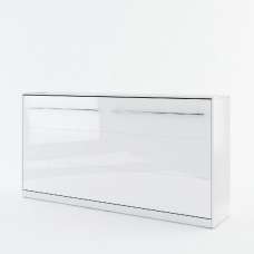 Cadott High Gloss Horizontal Wall Single Bed In White - UK