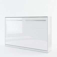 Cadott High Gloss Horizontal Wall Small Double Bed In White - UK