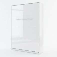 Cadott High Gloss Vertical Wall Double Bed In White - UK