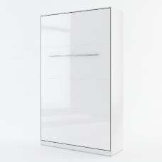 Cadott High Gloss Vertical Wall Small Double Bed In White - UK