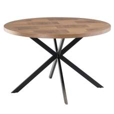 Cadott Wooden Dining Table Round In Medium Oak Veneer - UK