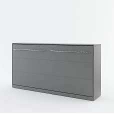 Cadott Wooden Horizontal Wall Single Bed In Matt Grey - UK