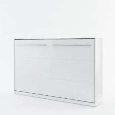Cadott Wooden Horizontal Wall Small Double Bed In Matt White - UK