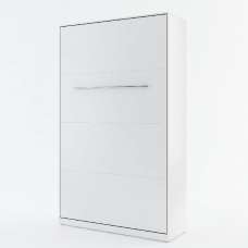 Cadott Wooden Vertical Wall Small Double Bed In Matt White - UK
