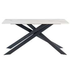 Caelan 160cm Marble Dining Table In Kass Gold With Black Legs - UK