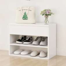 Caelius Wooden Shoe Storage Bench In White - UK