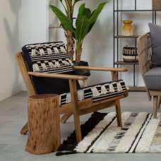 Cafenos Laid Back Fabric Bedroom Chair With Oak Frame In Black - UK