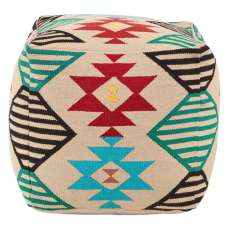 Cafenos Square Fabric Pouffe In Multicolor - UK