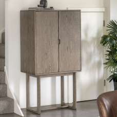 Cairo Wooden Drinks Cabinet With 2 Doors In Smoked Oak - UK