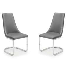 Caishen Grey Faux Leather Dining Chairs in Pair - UK