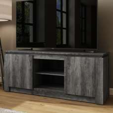 Caister Wooden TV Stand With 2 Doors - Charcoal Grey - UK