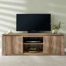 Caister Wooden TV Stand With 2 Doors In Grey Oak - UK