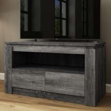 Caister Wooden TV Stand With 2 Drawers - Charcoal Grey - UK