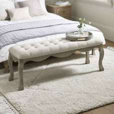 Caitlyn Fabric Ottoman in Oatmeal and Limed Oak - UK