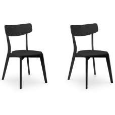 Calah Black Wooden Dining Chairs - Pair - UK