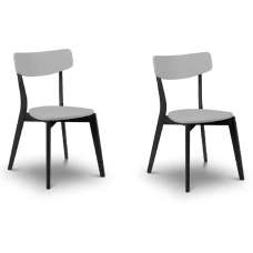 Calah Grey Black Wooden Dining Chairs In Pair - UK