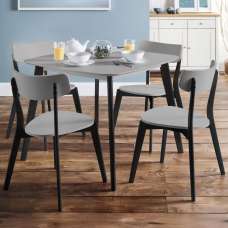 Calah Wooden Square Dining Table With 4 Chairs - Grey And Black - UK