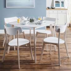 Calah Wooden Square Dining Table With 4 Chairs - White And Oak - UK