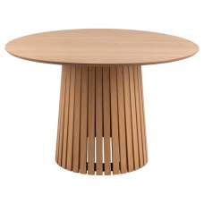 Calais Wooden Round Dining Table In Matt Oak - UK