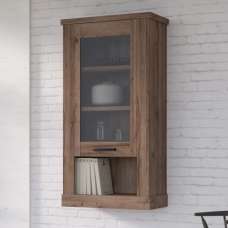 Calgary Wooden Display Cabinet Wall With 1 Door In Tabak Oak - UK